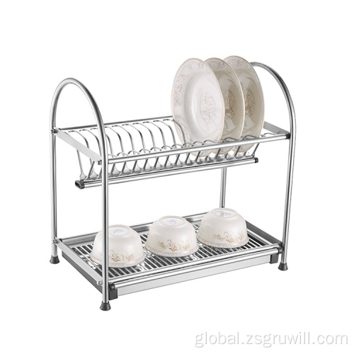 2 Layers Stainless Steel Dish Rack Kitchen mesa Stainless Steel Dish Rack Storage Rack Supplier